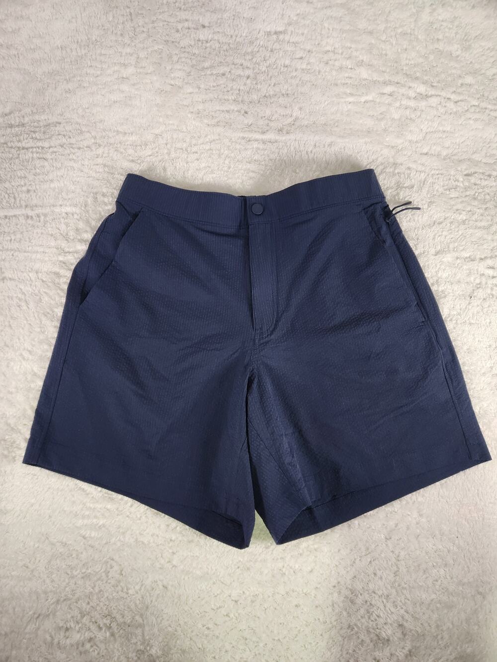 VRST Mens Small Navy Seersucker Resort Shorts 6 Inch Stretch NWT